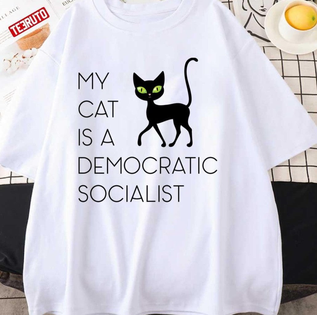 Black Cat My Cat Is A Democratic Socialist Unisex T-shirt