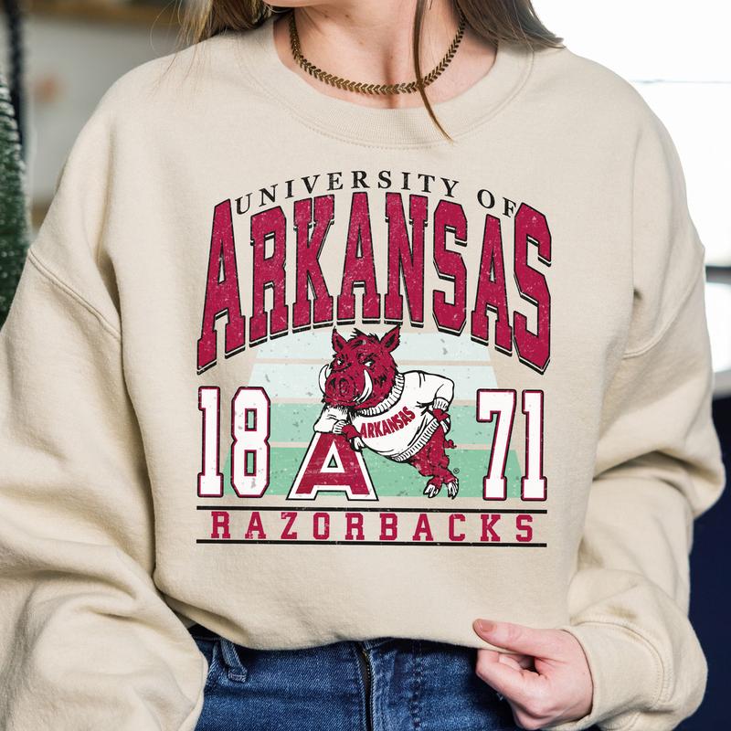 Arkansas Razorbacks Vintage College NCAA Sweatshirt, Vintage Football Sweatshirt NCAA, Classic Sport Sweatshirt, Gifts For Football Fan Sport
