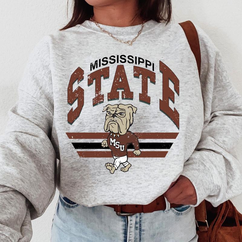 Mississippi State Bulldogs Vintage Football NCAA Sweatshirt, Vintage Sweatshirt NCAA, Classic Sport Sweatshirt, Gifts For Football Fan Sport