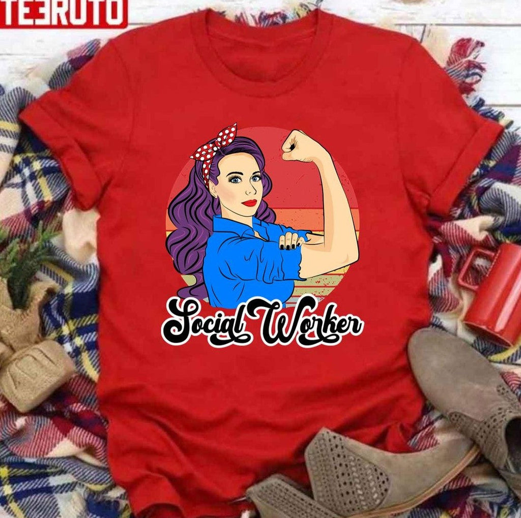 Social Worker Female Vintage Caseworker Strong Woman Sweatshirt