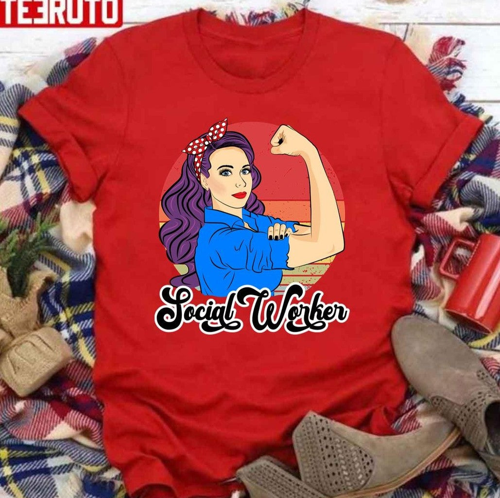 Social Worker Female Vintage Caseworker Strong Woman Sweatshirt