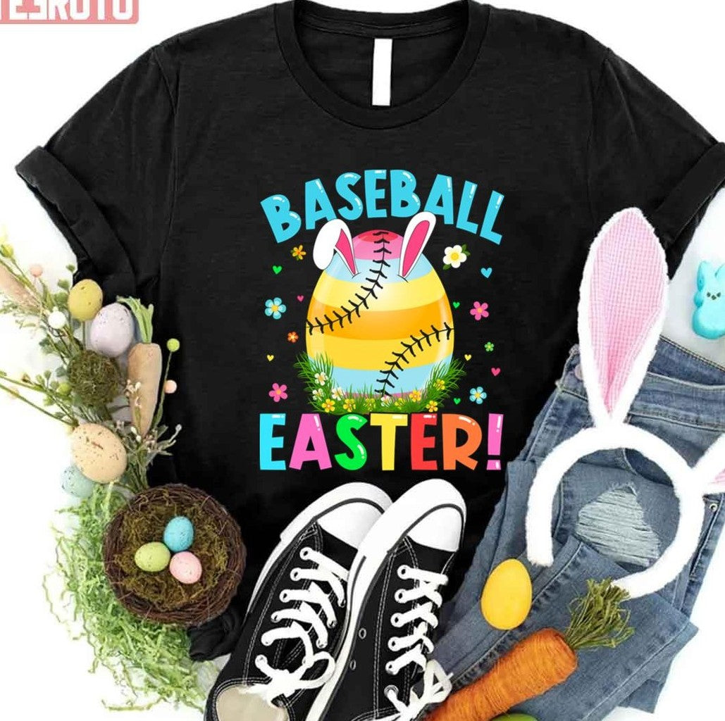 Baseball Lover Colors Bunny Egg Baseball Easter Day Cute Design Unisex T-shirt