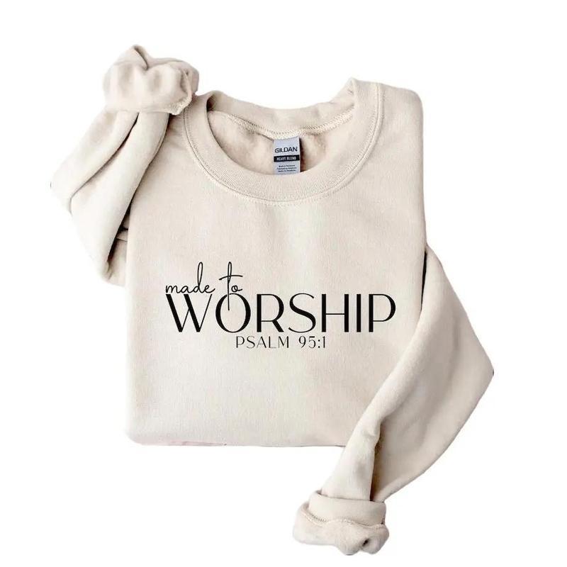 Made to Worship Christian Minimal Bible Verse Sweatshirt, Faith Worship Team, Religious Tee, Jesus Apparel