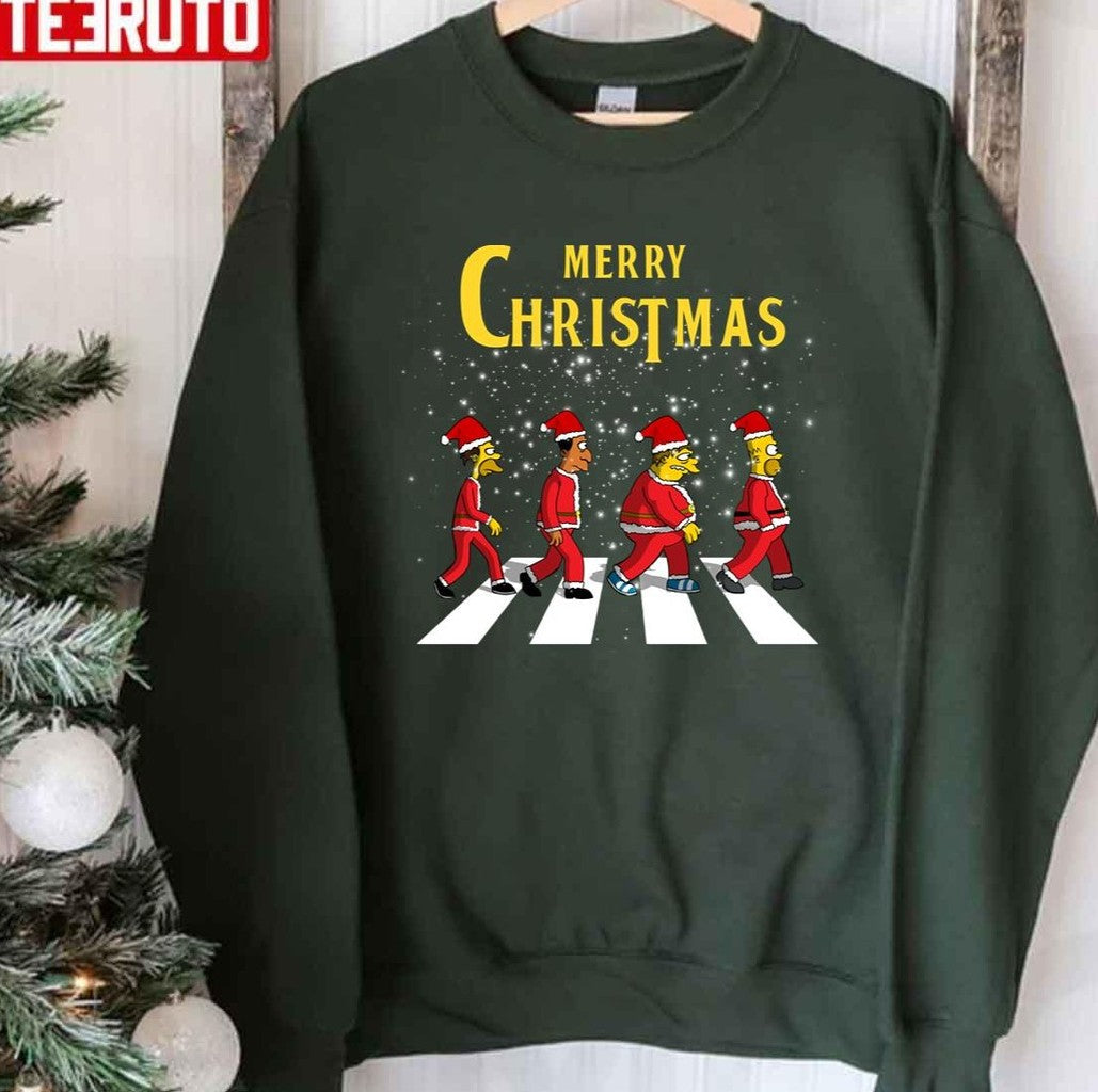 Simp's Merry Chirstmas On Abbey Road Unisex Sweatshirt