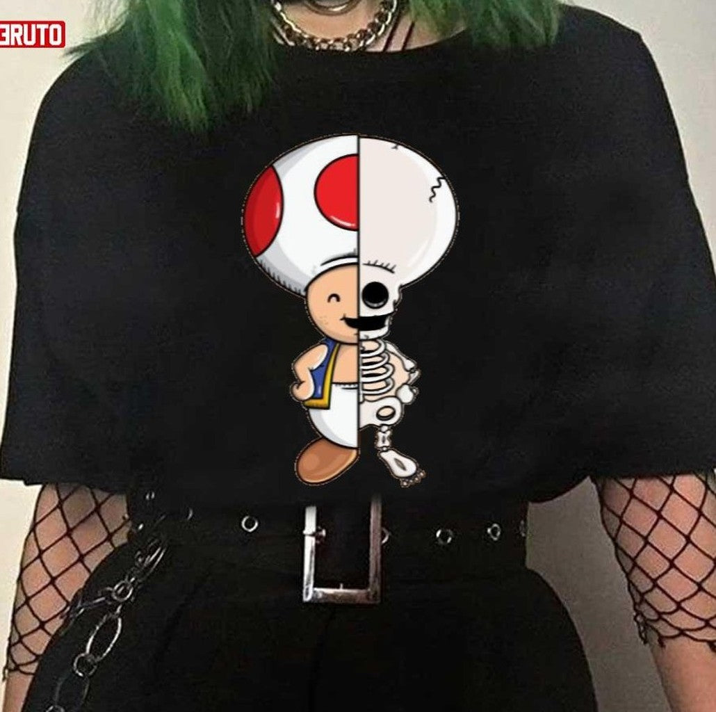 Baby Mushrooms Anime Halloween Skeleton Unisex T-Shirt