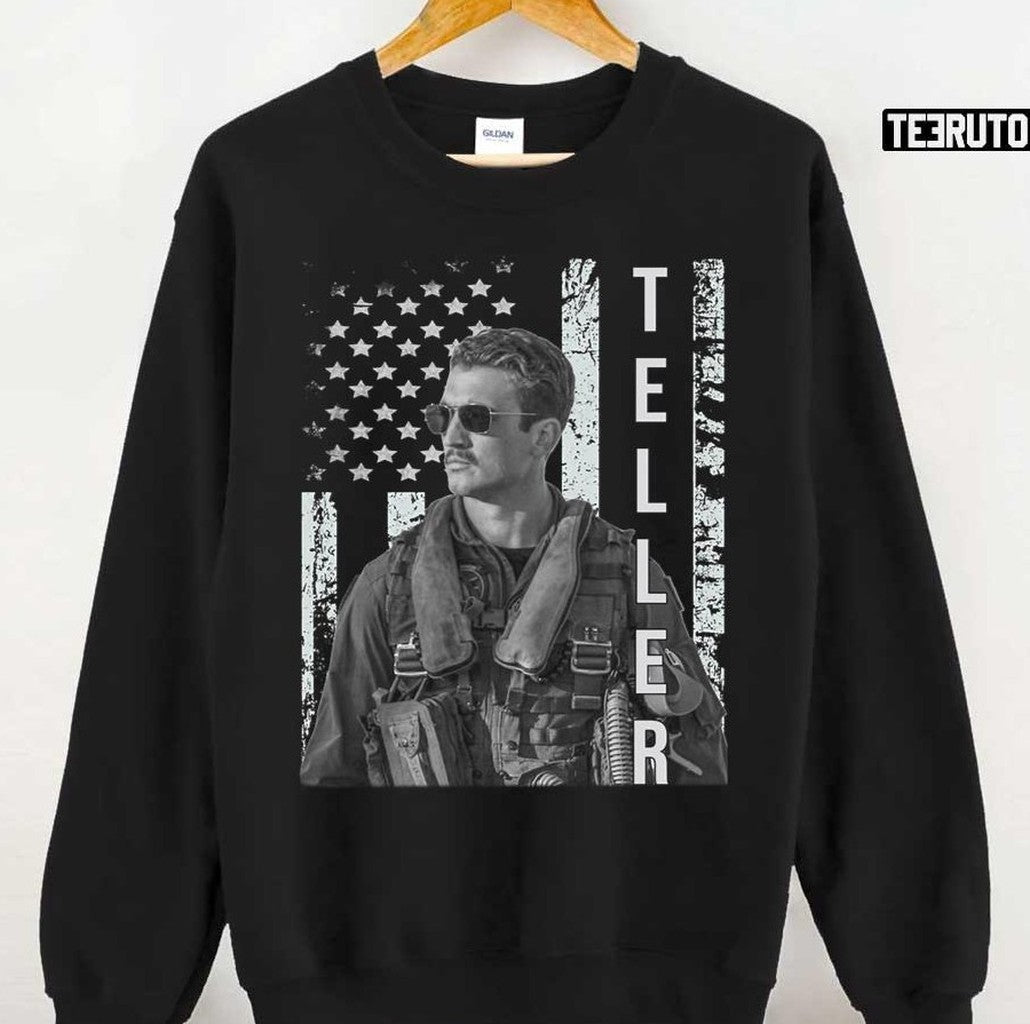 Rooster Miles Teller USA Flag Retro Top Gun Movie 2022 Unisex T-Shirt