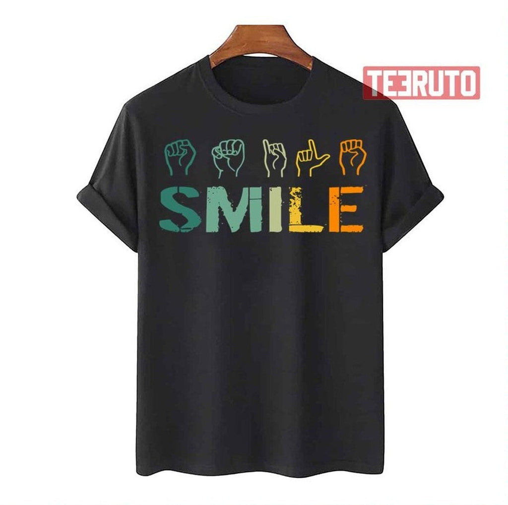 Smile Hand Sign Language Teachers Melanin Unisex T-Shirt