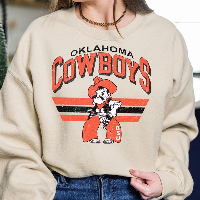 Oklahoma State Cowboys Vintage Football NCAA Sweatshirt, Vintage Sweatshirt NCAA, Classic Sport Sweatshirt, Gifts For Football Fan Sport