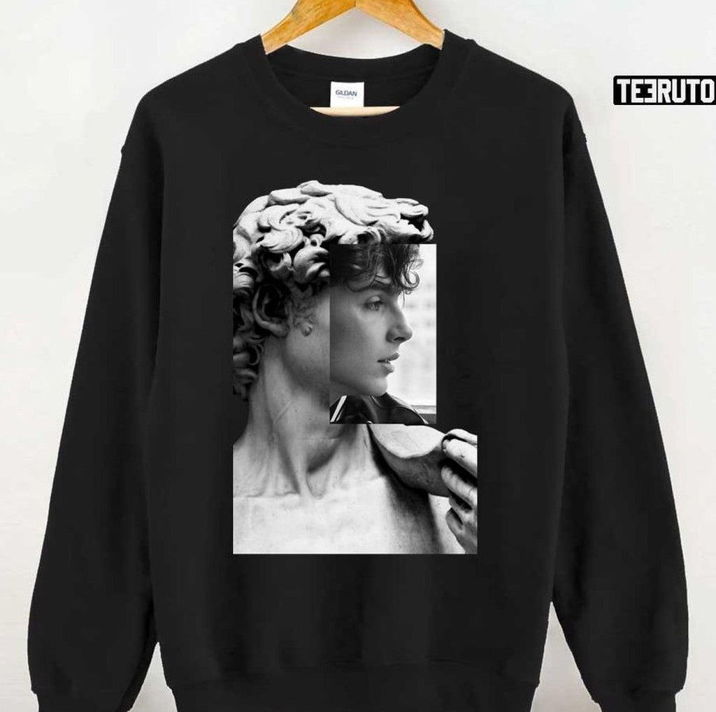 Blach And White Statut Of David Saint Timothee Chalamet Unisex T-shirt