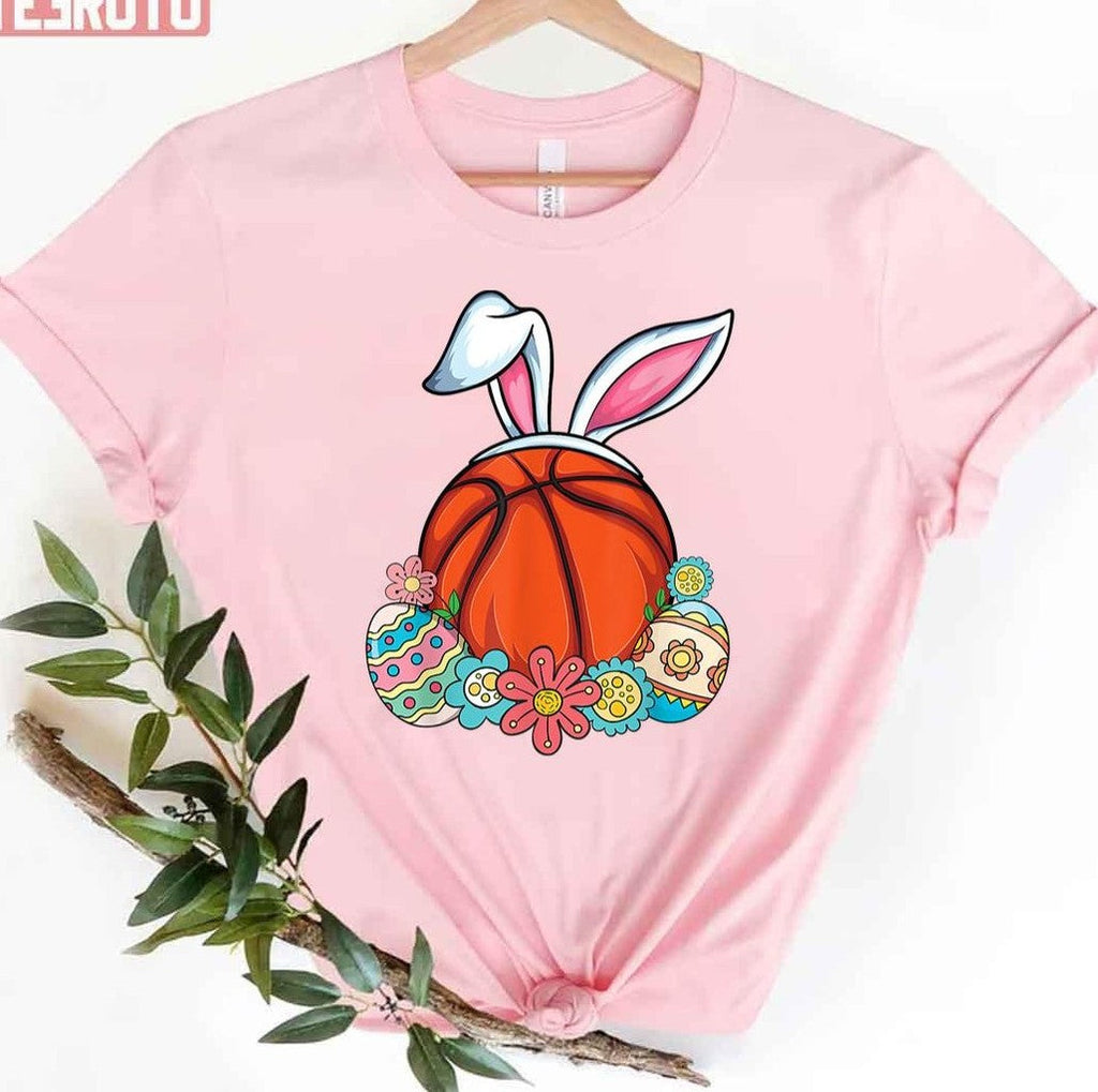 Basketball Bunny Ear Boys Teens Easter Basketball Unisex T-shirt