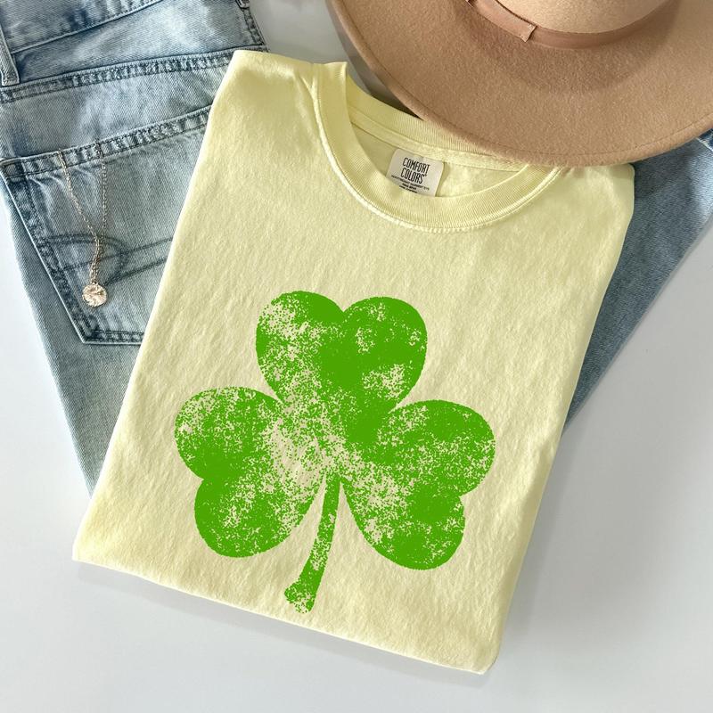 Vintage Shamrock, St Patrick's Day Comfort Colors Tshirt, Women's Crew Neck, Crewneck