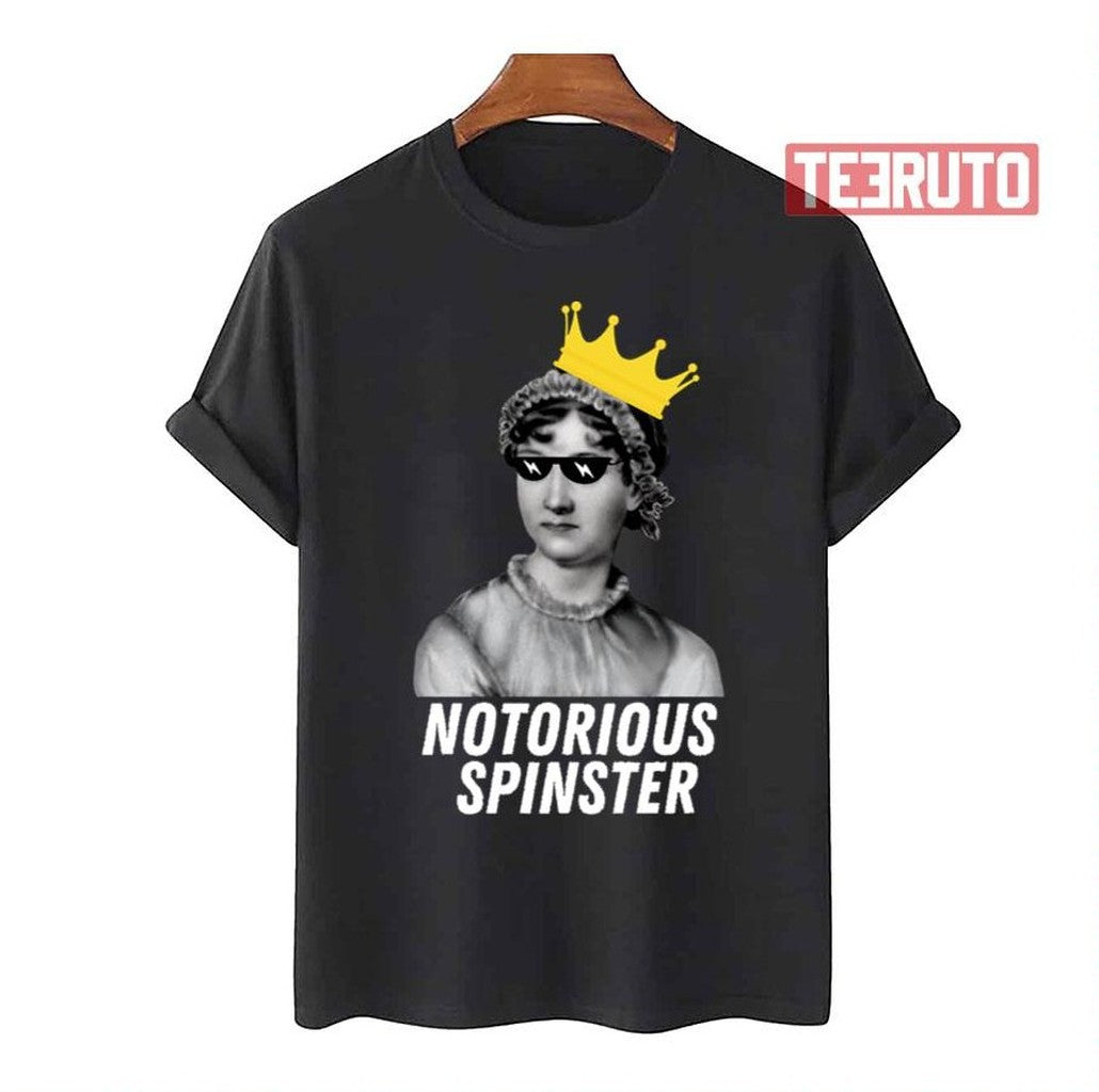 Notorious Spinster White Text Unisex T-Shirt