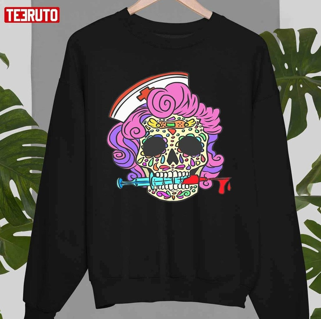 Skull Halloween Nurse Nursing Cute Design Unisex Sweatshirt