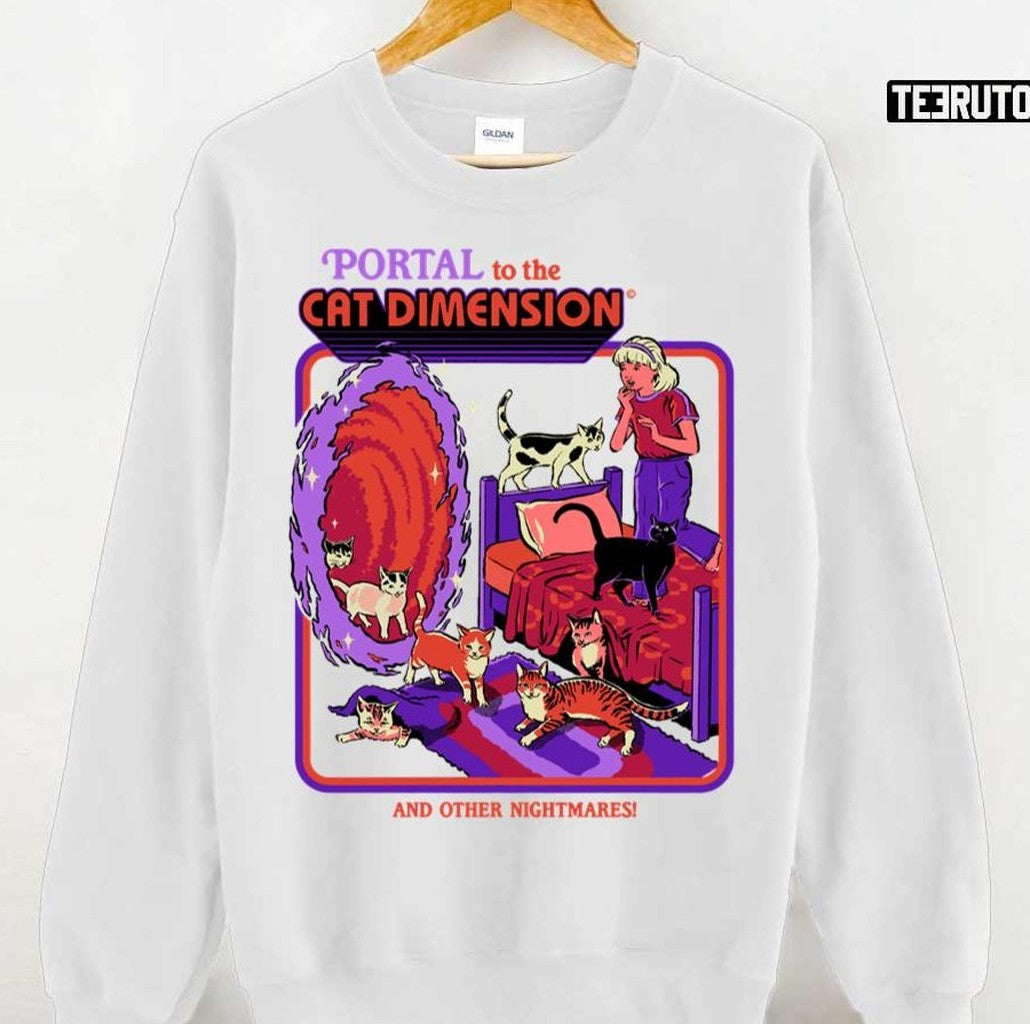 Portal To The Cat Dimension Funny Vintage Kids Art Unisex T-Shirt