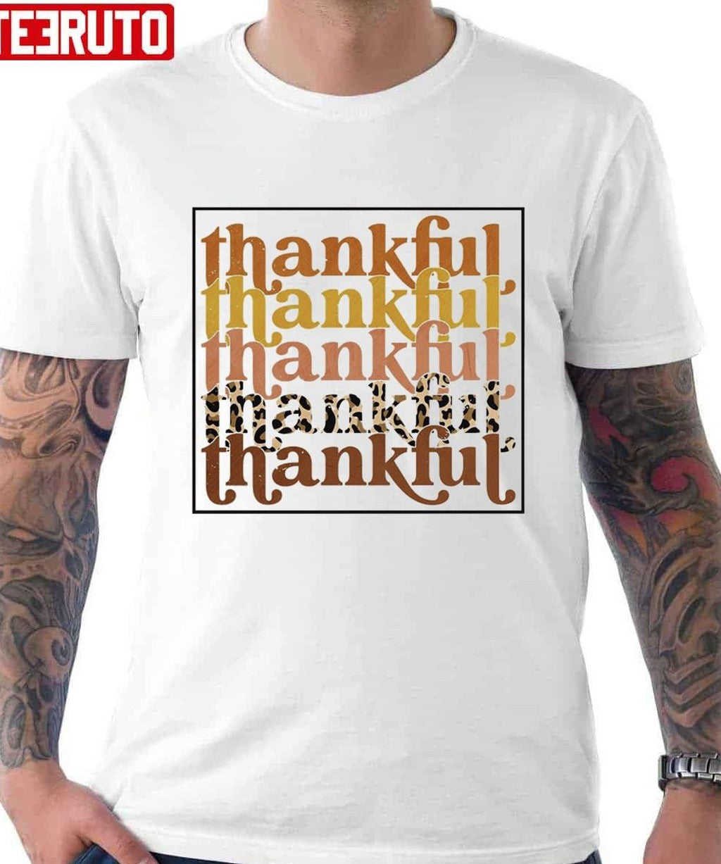 Thankful Cute Fall Leopard Thanksgiving Pumpkin Season Unisex Sweatshirt