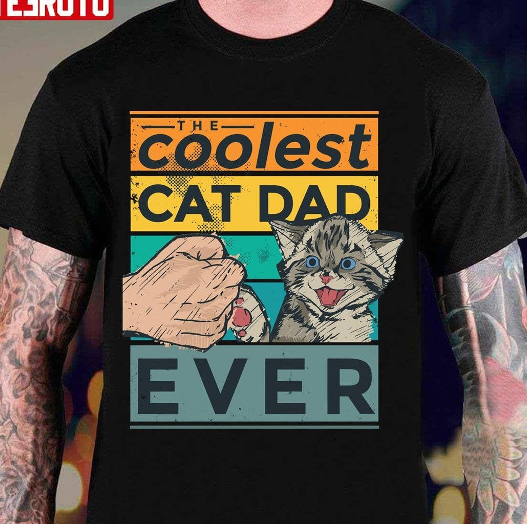The Coolest Cat Dad Ever Cute Vintage Art Unisex T-Shirt