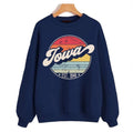 Round Retro Iowa Distressed Sunset Design Unisex Sweatshirt