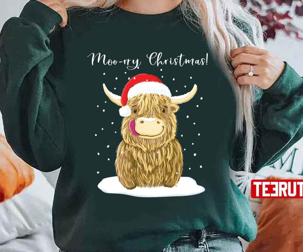 Scottish Highland Cow Moo Rry Christmas Wee Hamish Unisex Sweatshirt