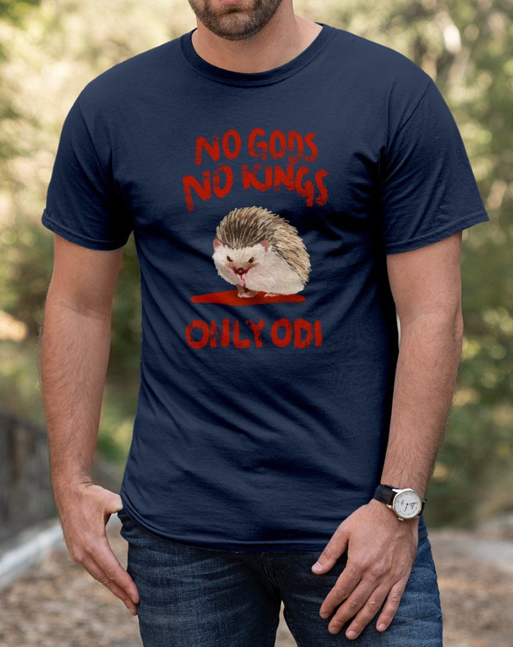 Animal Meme No Gods No Kings Only Odi Funny Hedgehog Unisex T-Shirt