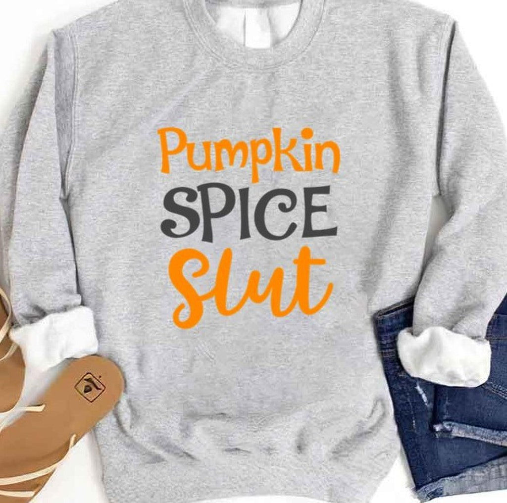 Pumpkin Spice Slut Cute Fall Halloween Party Thanksgiving Holiday Costume Leaves Pu Unisex Sweatshirt