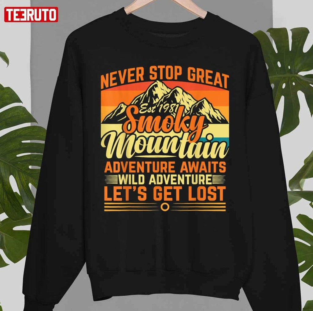 Never Stop Great Smoky Mountains Adventure Awaits Vintage Unisex T-Shirt