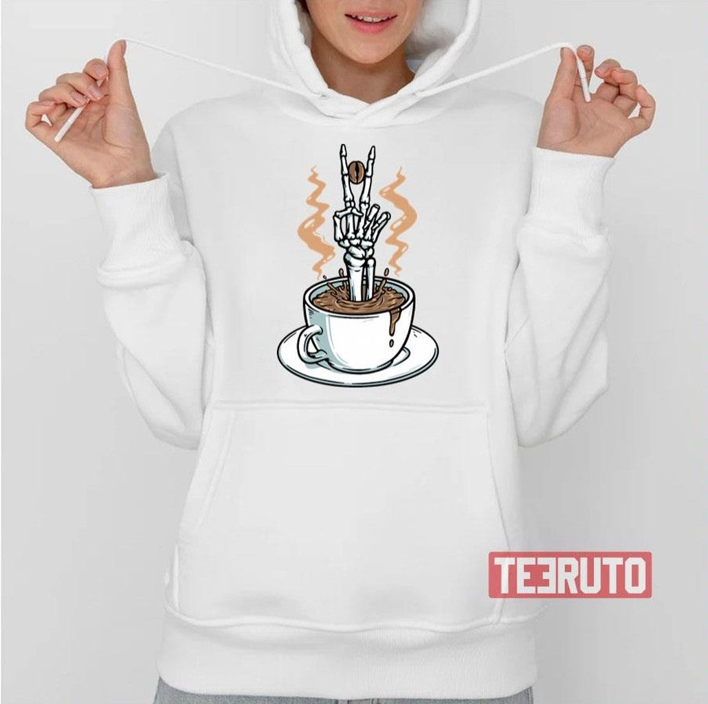 Skeleton In Capuchino Dead Inside But Still Caffeinated Unisex T-Shirt