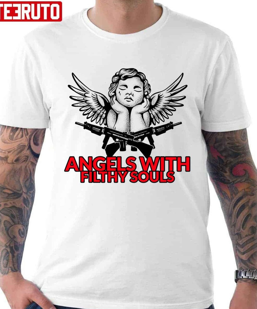 Angels With Filthy Souls Gangster Gun Design Unisex T-shirt