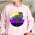 Round Design Nonbinary Pride Crow Lgbtq Pride Month Unisex Sweatshirt