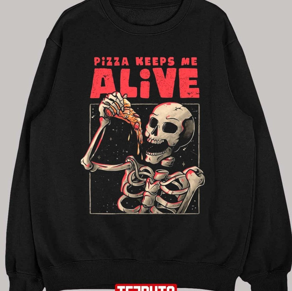 Pizza Keeps Me Alive Dia De Los Muertos Skull Unisex T-shirt