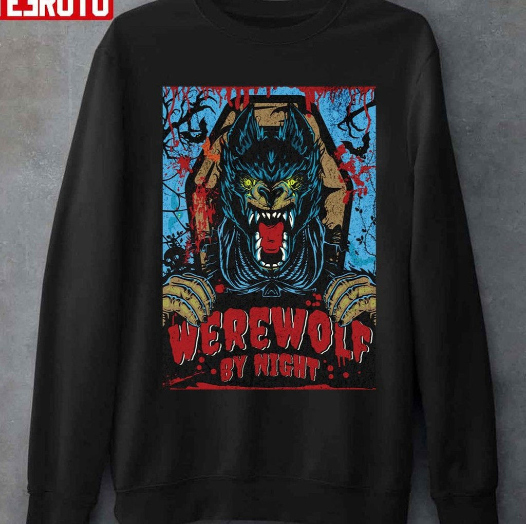 Scary Werewolf By Night Halloween Horror Design Unisex Sweatshirt