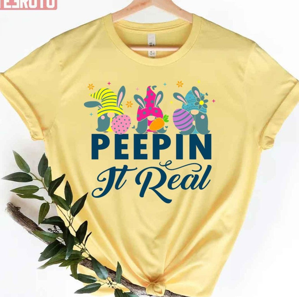Peepin It Real Funny Easter Rabbit Unisex T-Shirt