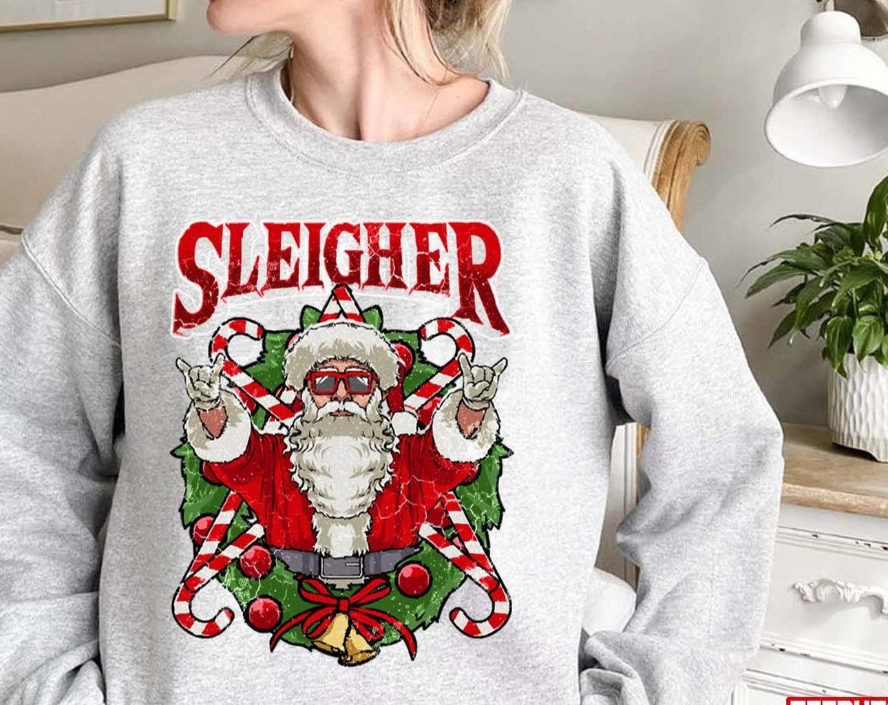 Sleigher Santa Claus Heavy Metal Rock Christmas Unisex Sweatshirt