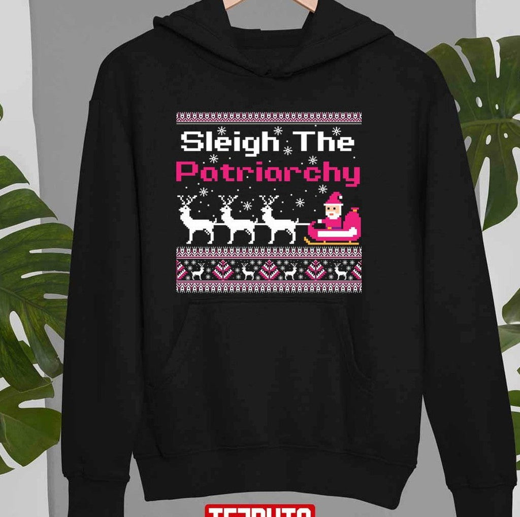 Pink Sleigh The Patriarchy Feminist Christmas Unisex Sweatshirt