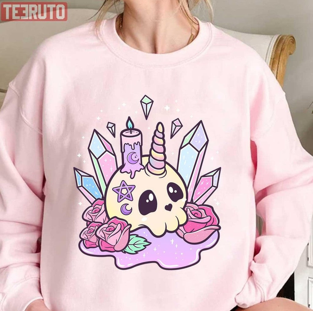 Occult Skull Kawaii Pastel Goth Cute Creepy Unisex Sweatshirt