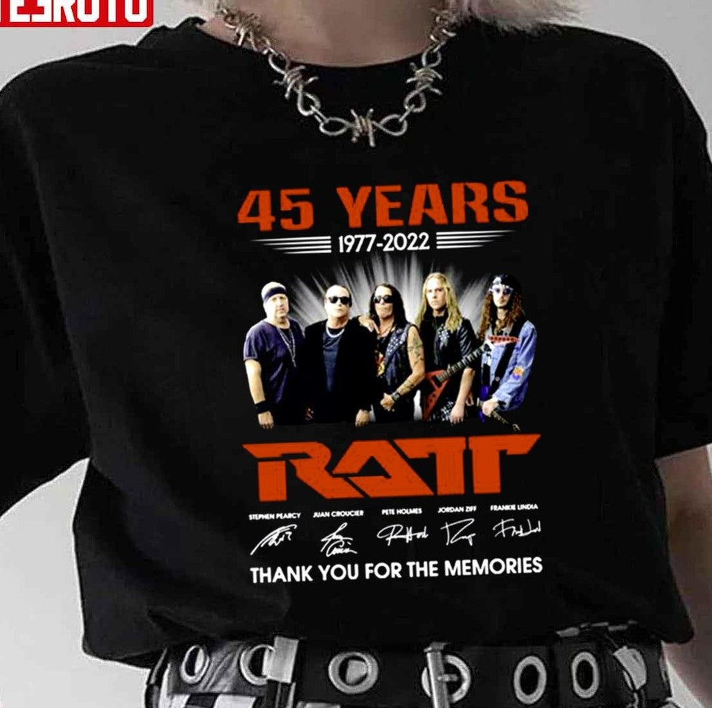 45 Years 19772022 Ratt Signatures Thank You For The Memories Unisex T-Shirt