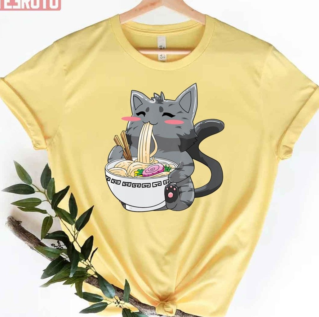 Anime Ramen Cat Kawaii Neko Japanese Noodle Unisex T-Shirt