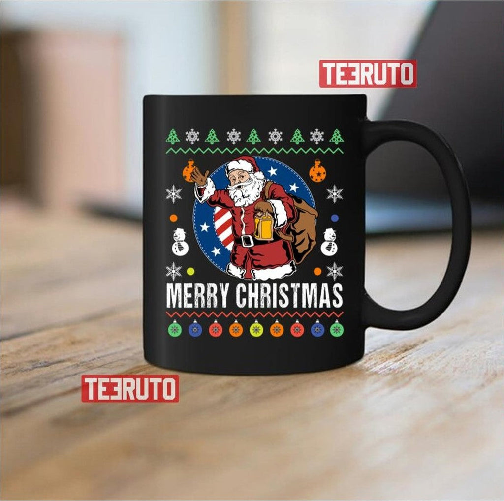 Santa Claus Patriotic Christmas Ornaments Xmas Us Flag Unisex Sweatshirt