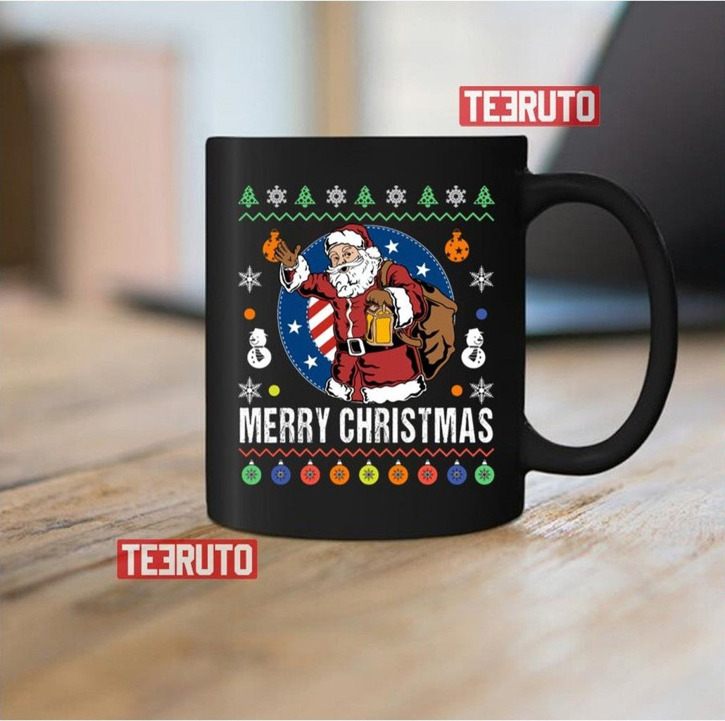 Santa Claus Patriotic Christmas Ornaments Xmas Us Flag Unisex Sweatshirt