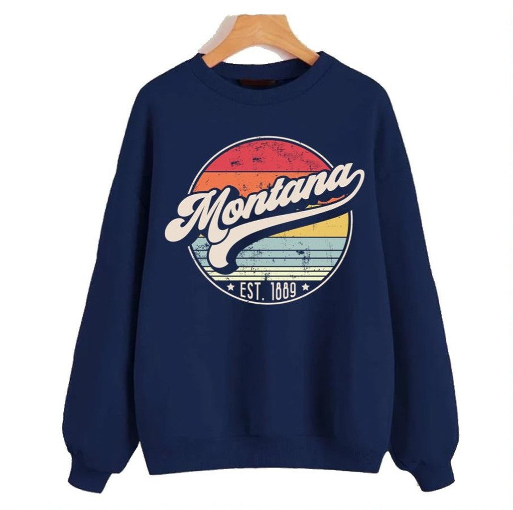 Retro Montana Distressed Sunset Design Unisex Sweatshirt