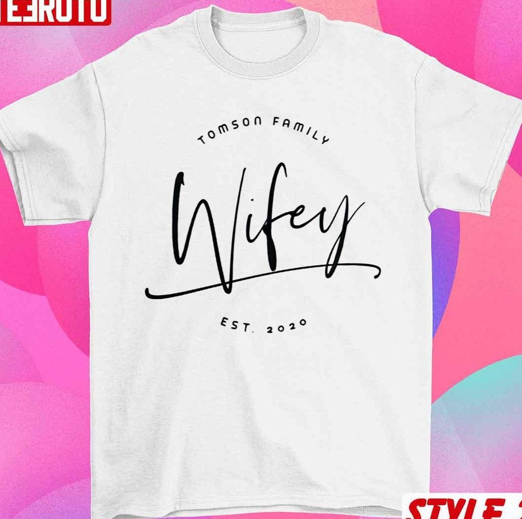 Personalize Family Name Hubby Wifey Husband And Wife Matching Couple Valentine T-Shirt