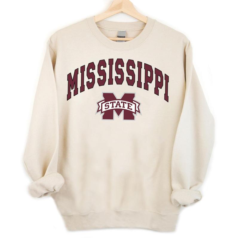 Mississippi State Bulldogs Vintage Football NCAA Sweatshirt  University Crewneck for Game Day  Unisex Cotton Tops