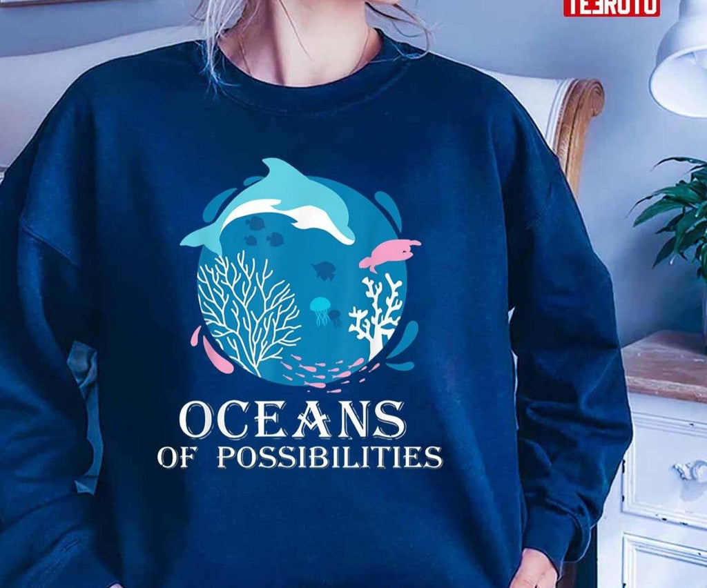 Oceans Of Possibilities Summer Reading Art Dolphin Unisex T-Shirt