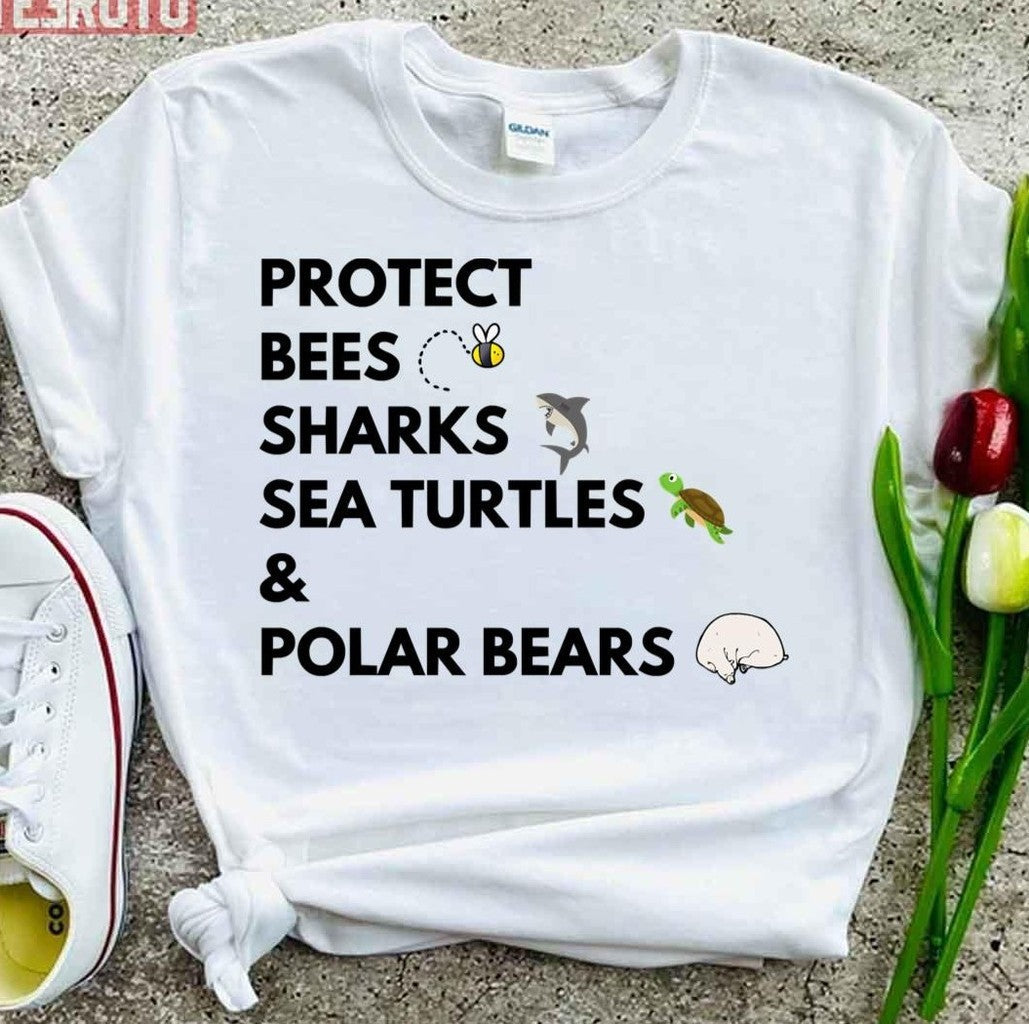 Protect Bees Sharks Sea Turtles And Sharks Protect The Earth Unisex T-Shirt