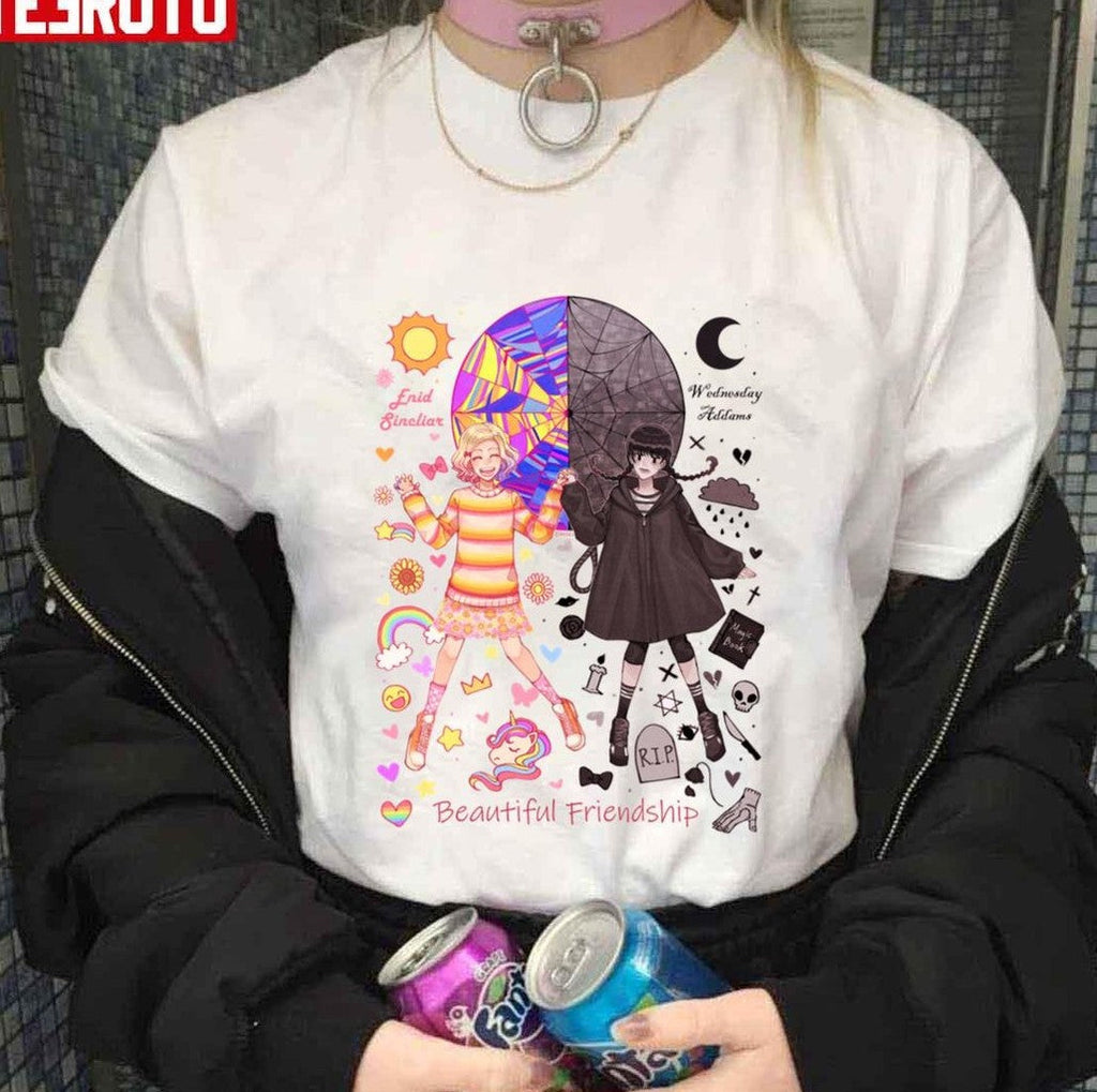 Beautiful Friendship Wednesday Addams Vs Enid Unisex T-Shirt