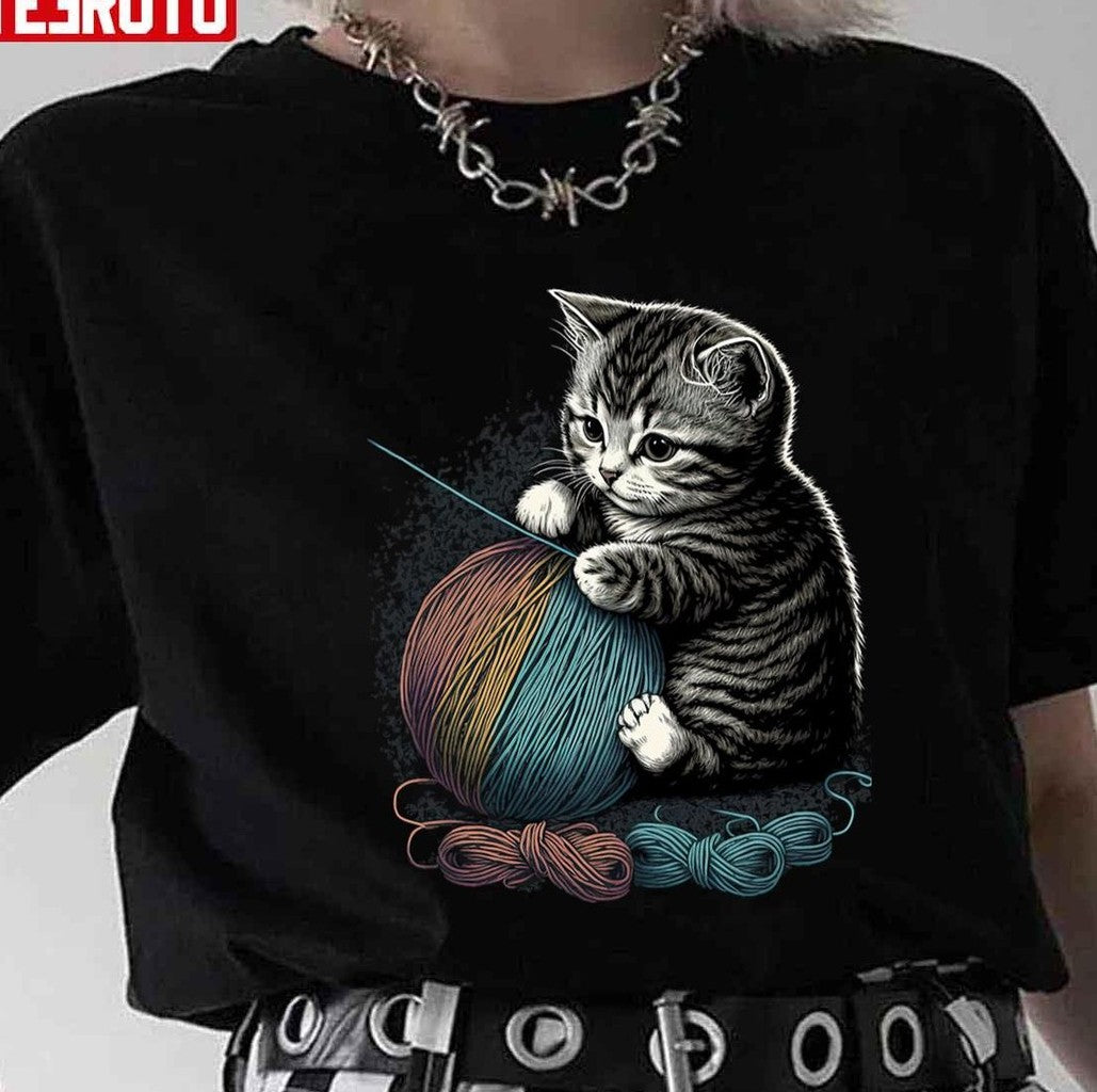 Prakarya Kucing Cute Cat Vintage Unisex T-shirt