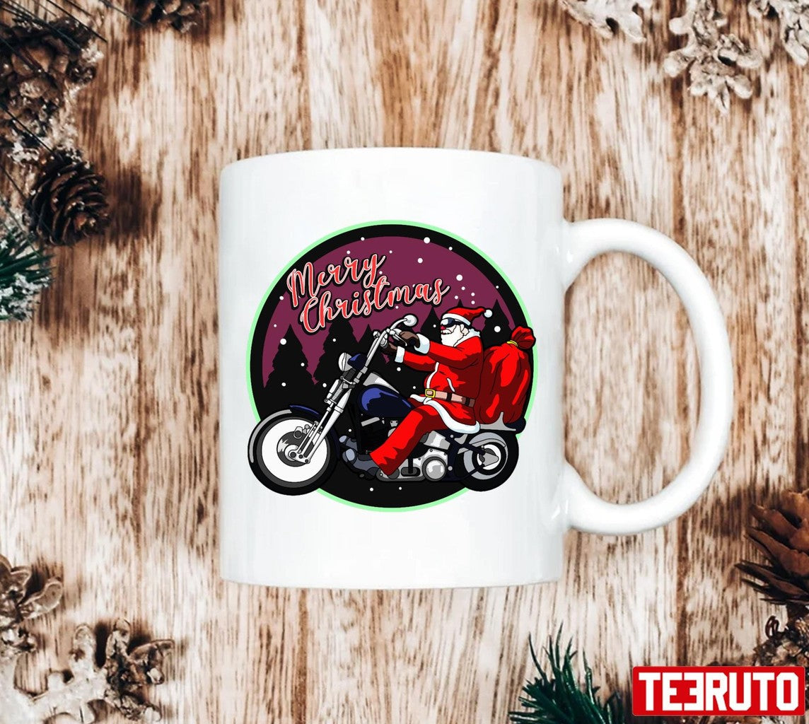 Santa Claus On Motorcycle Merry Christmas Unisex Sweatshirt