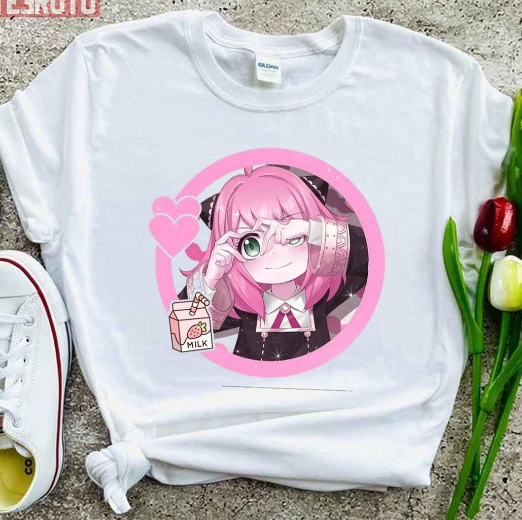 Pink Strawberry Milk Anya Love Spy X Family Love Unisex T-Shirt