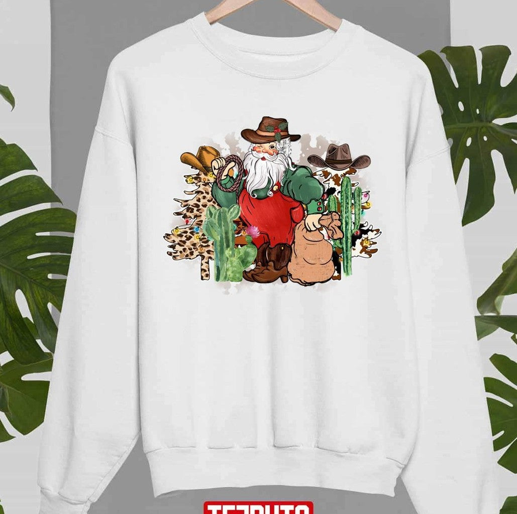 Santa Claus Cowboy Retro Colors Unisex Sweatshirt