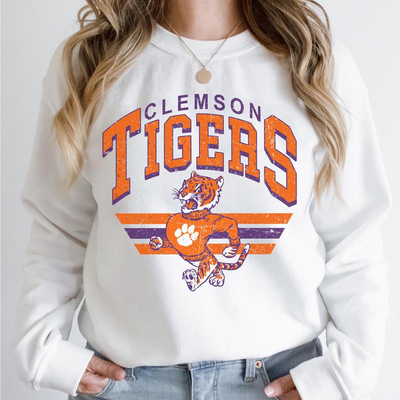 Clemson Tigers Vintage Football NCAA Sweatshirt, Vintage Sweatshirt NCAA, Classic Sport Sweatshirt, Gifts For Football Fan Sport