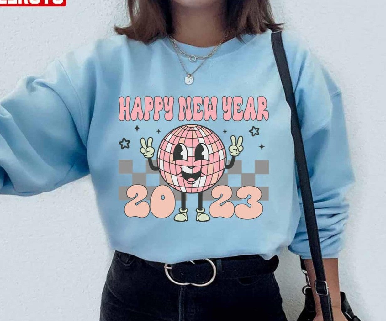Retro Happy New Year 2023 Unisex Hoodie